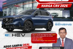 Tabel rincian daftar harga OTR terbaru Honda CR-V tipe Turbo dan Hybrid e:HEV di wilayah Kota Padang tahun 2026.